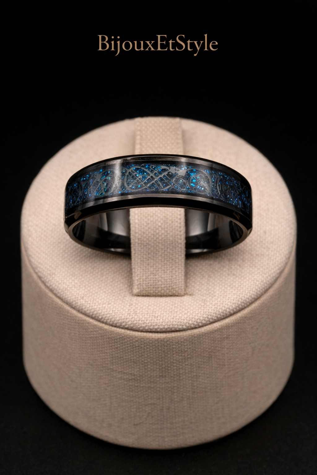 Bague Cendre du Dragon Azur Nocturne - Acier Inoxydable