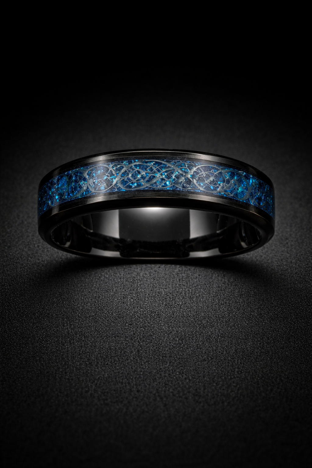 Bague Cendre du Dragon Azur Nocturne - Acier Inoxydable