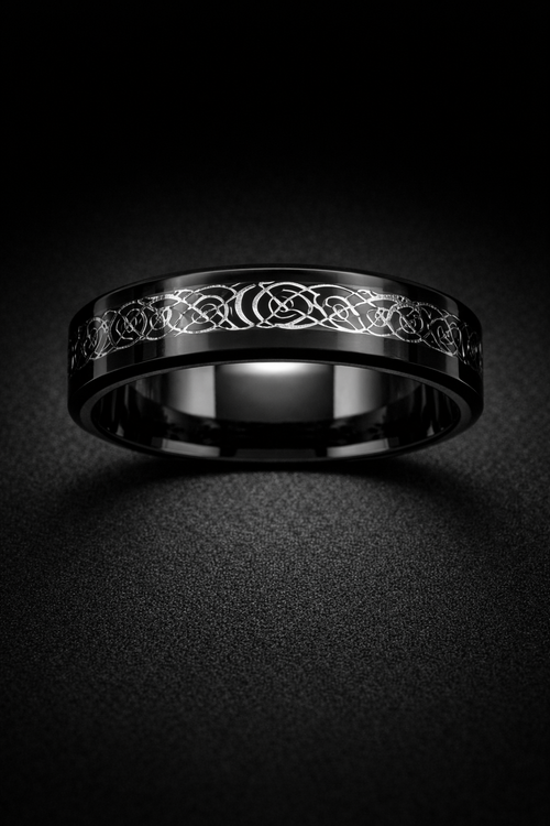Bague Cendre du Dragon Éclipse Souveraine - Acier Inoxydable