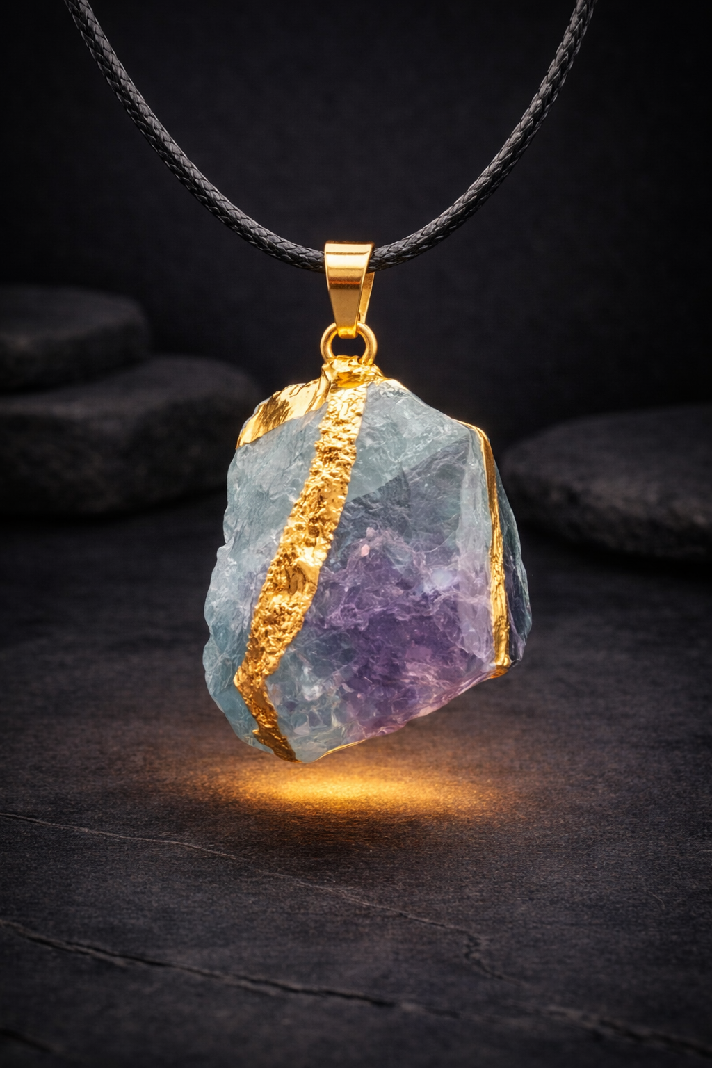 Pendentif en Fluorite Naturelle - Pierre Naturelle Brute Energetique