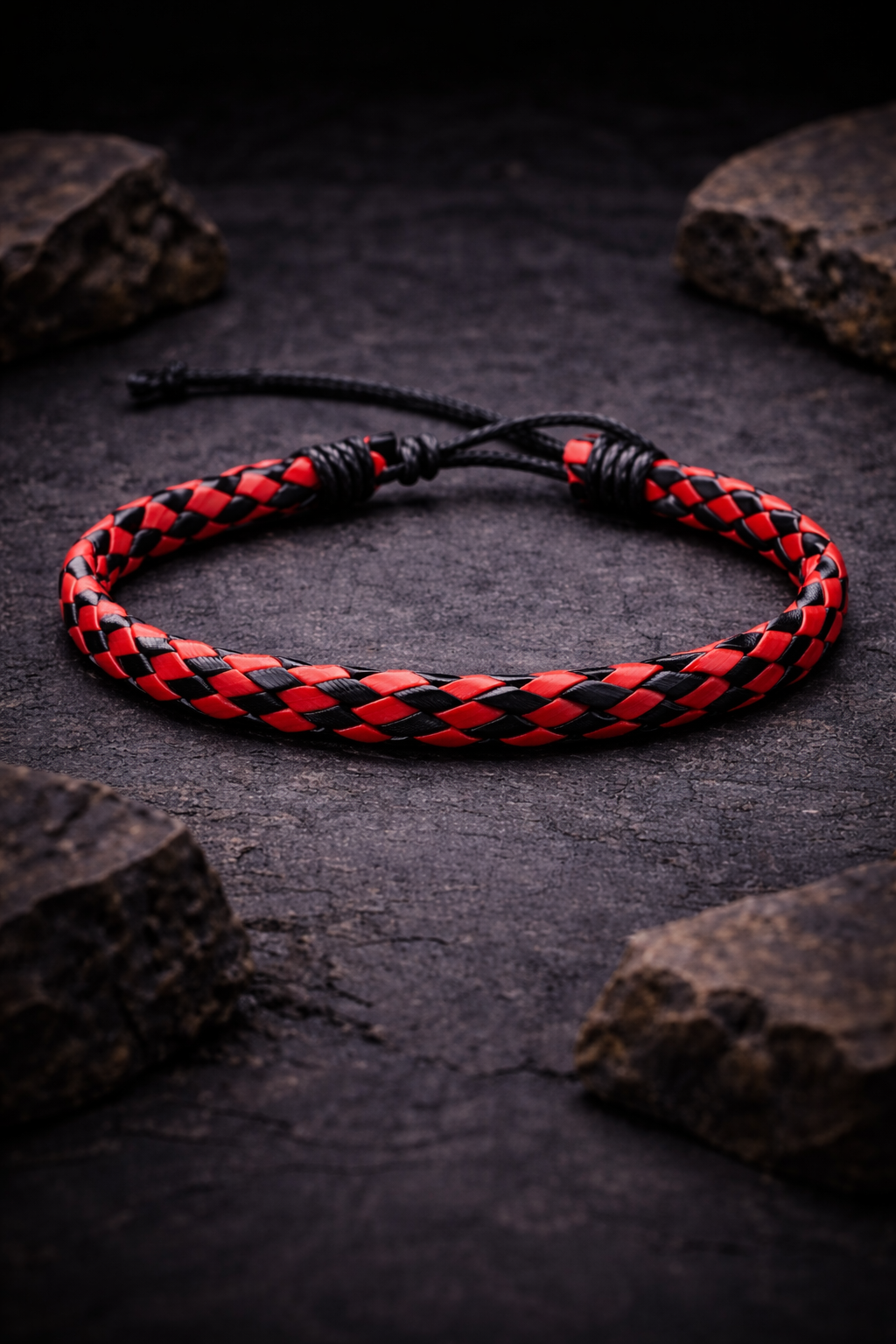 Bracelet Braise Écarlate - Taille Ajustable - Simili Cuir