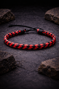 Bracelet Braise Écarlate - Taille Ajustable - Simili Cuir