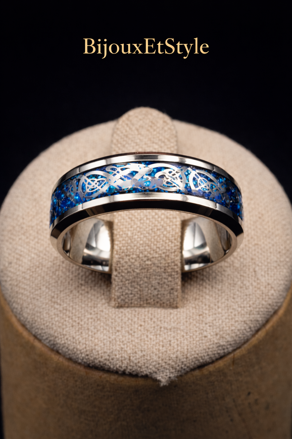 Bague Cendre du Dragon Azur - Acier Inoxydable