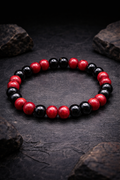 Bracelet Éclipse Écarlate  - Taille Ajustable - Perles