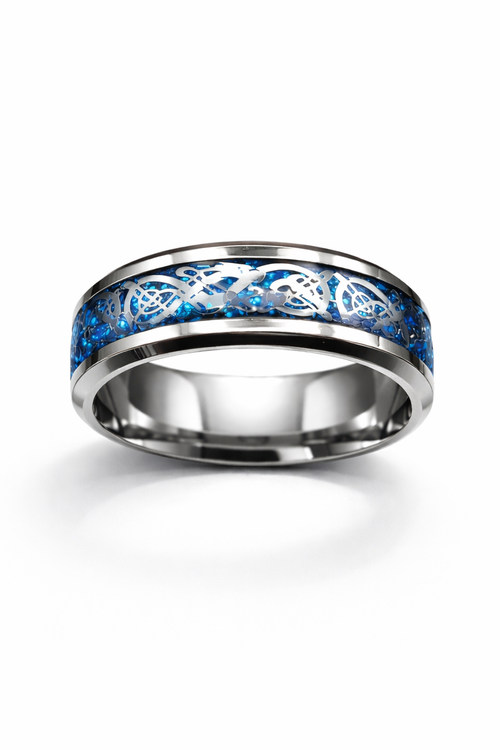Bague Cendre du Dragon Azur - Acier Inoxydable