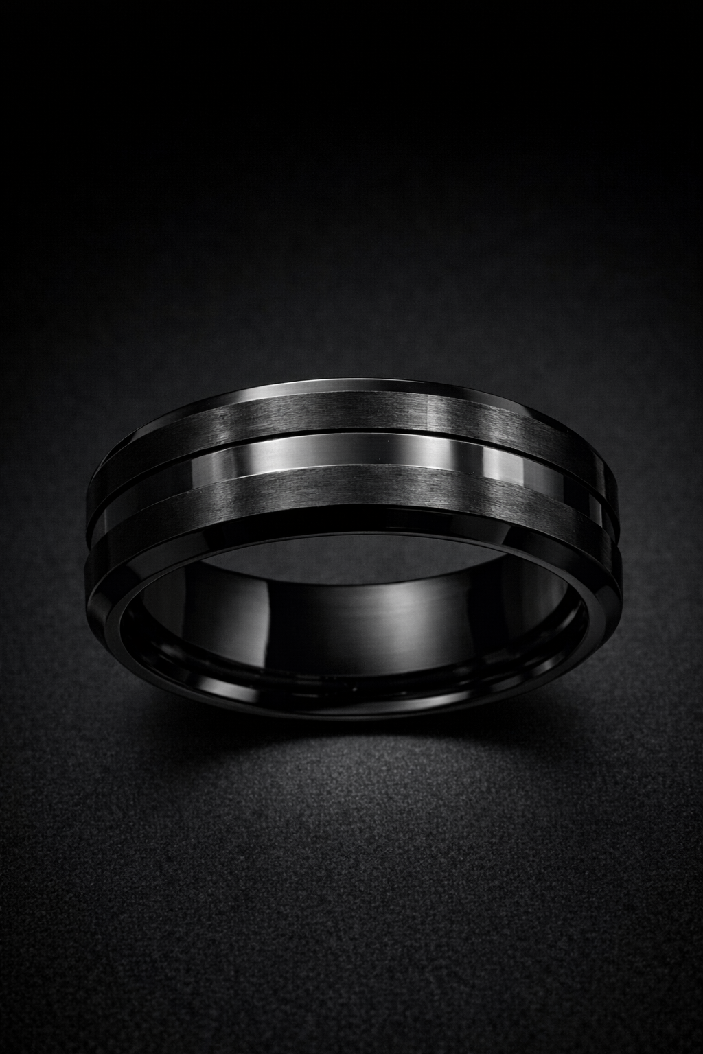 Bague Lignée Carbon - Acier Inoxydable