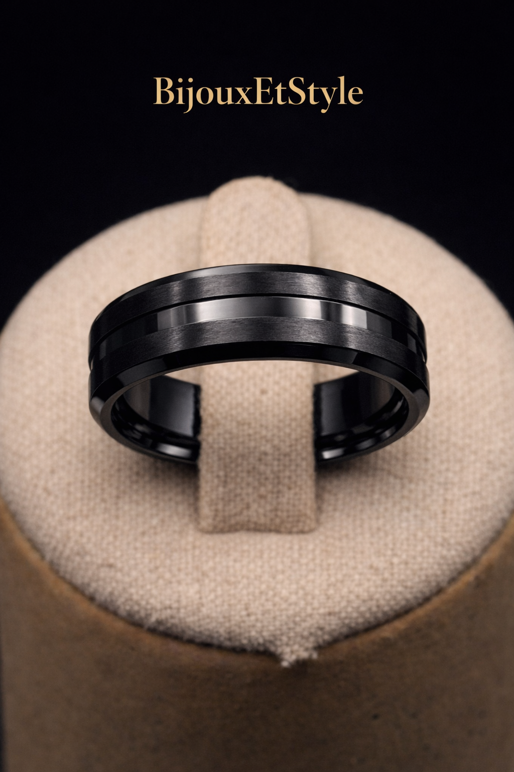 Bague Lignée Carbon - Acier Inoxydable