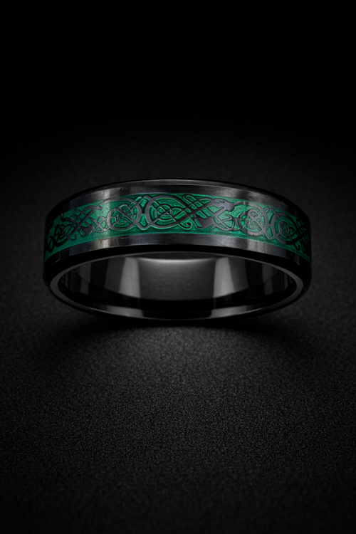 Bague Cendre du Dragon Émeraude - Acier Inoxydable
